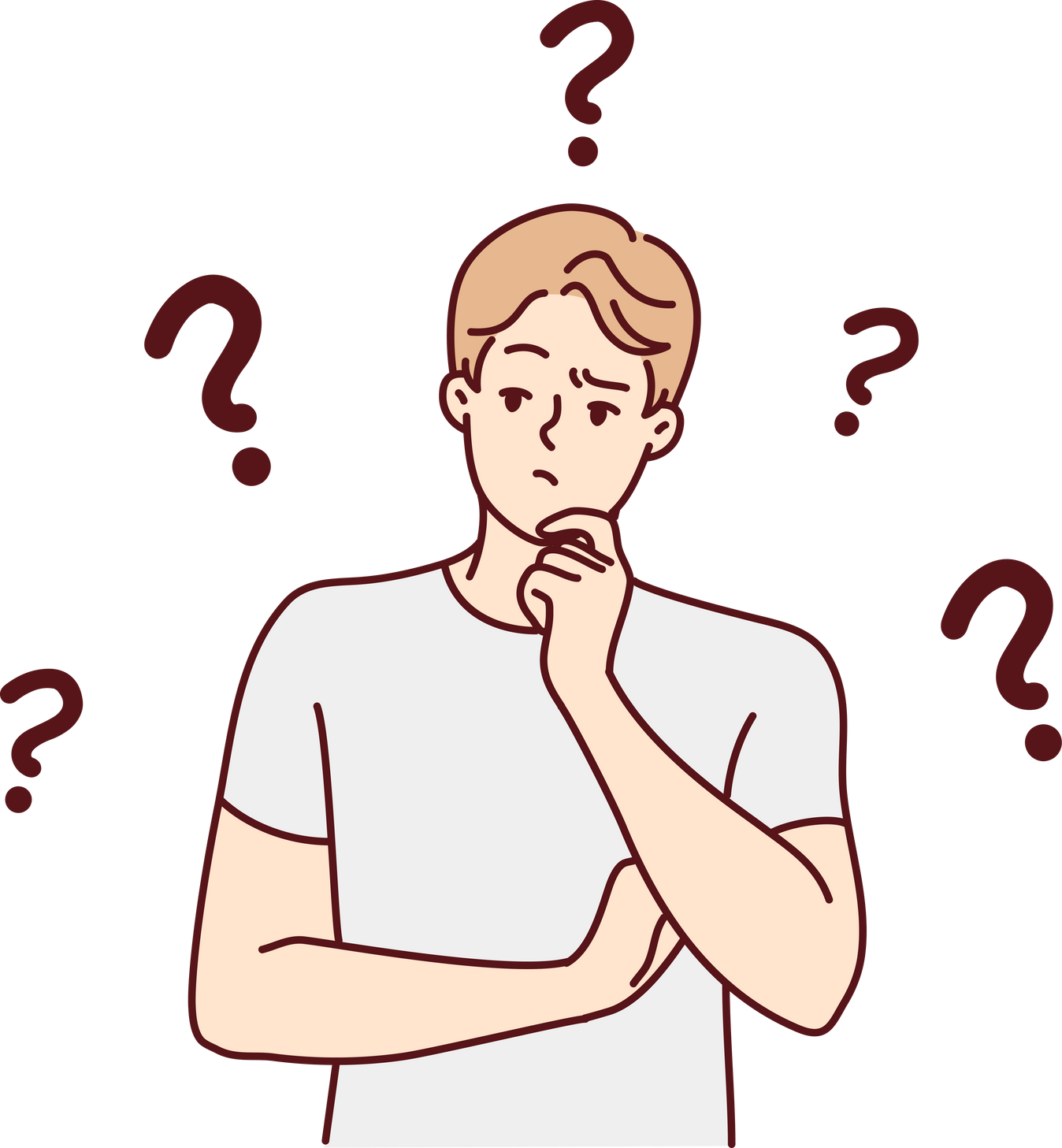 Confused man thinking of problem solution